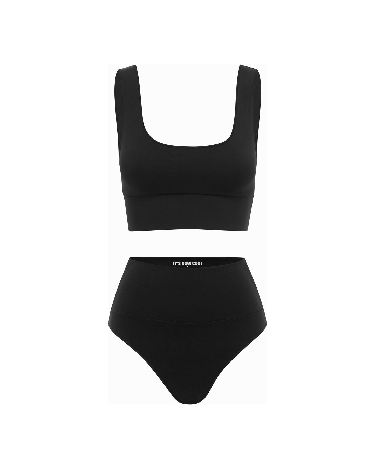 Studio image of the front of the Contour Crop Top - Black.