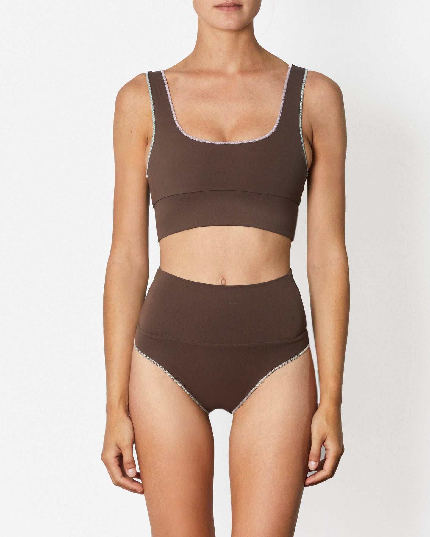 On body front of the Contour Crop Top - Fudgesicle