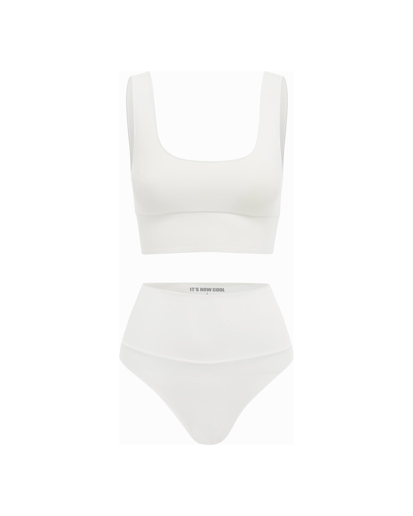 Studio image of the Contour High Waist Pant in white, showcasing its high-rise fit, compression style, and sleek design.
