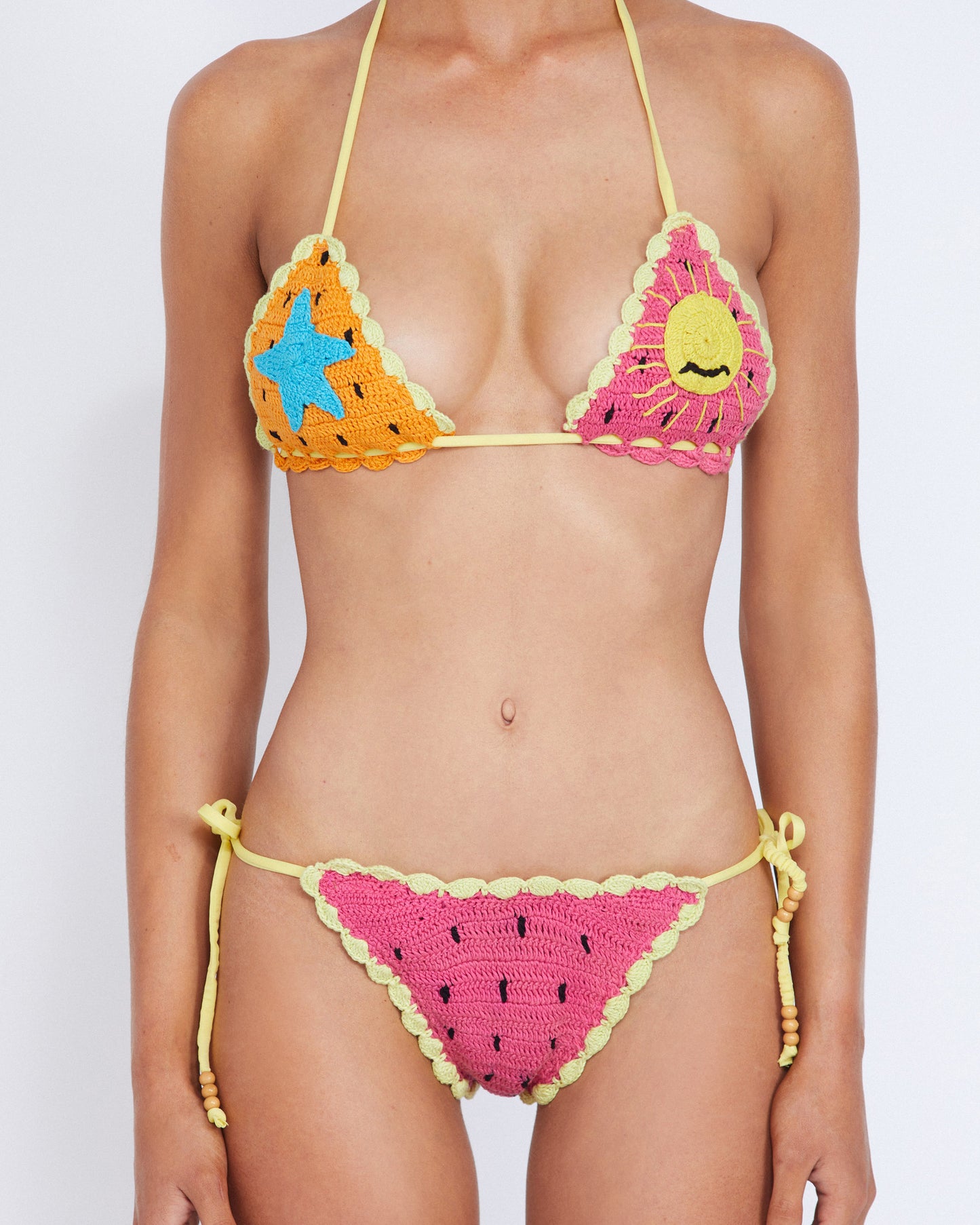 On body front of THE CROCHET TRI TOP - BAHAMA