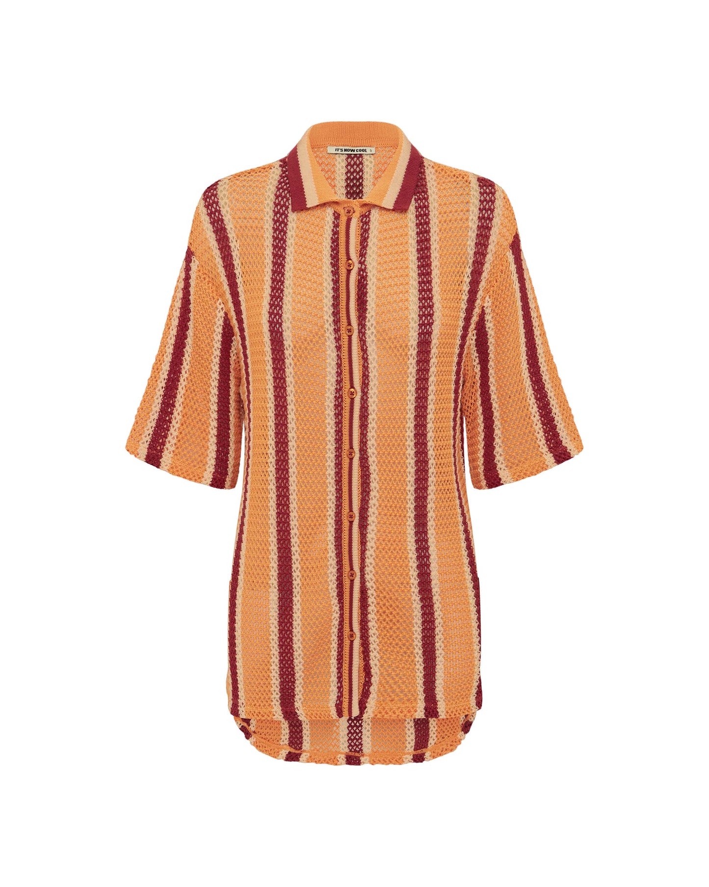 Front view of the Crochet Shirt - Rodeo Stripe.