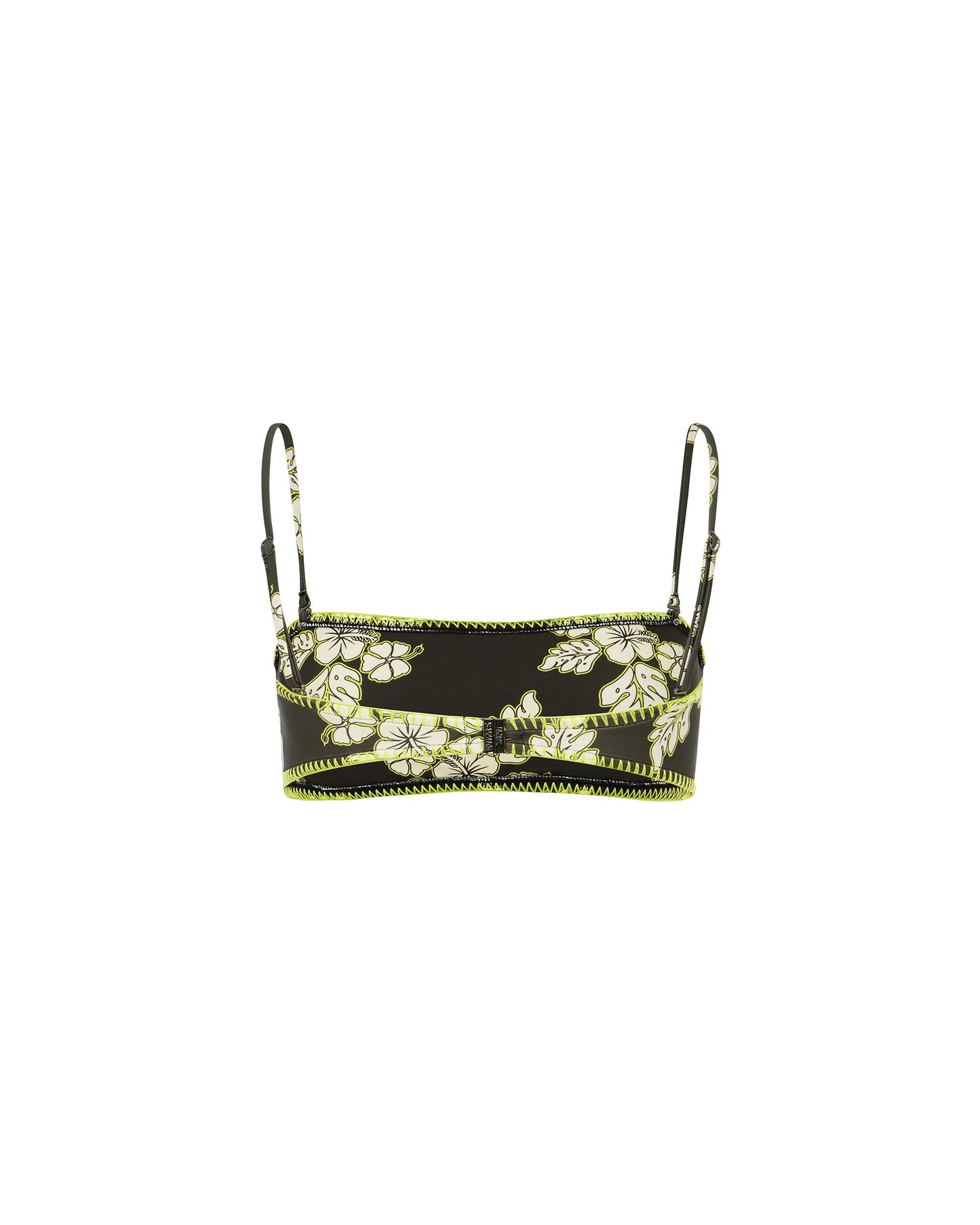 Studio image of the back of the Bandeau Top in Hibiscus, featuring its floral pattern.