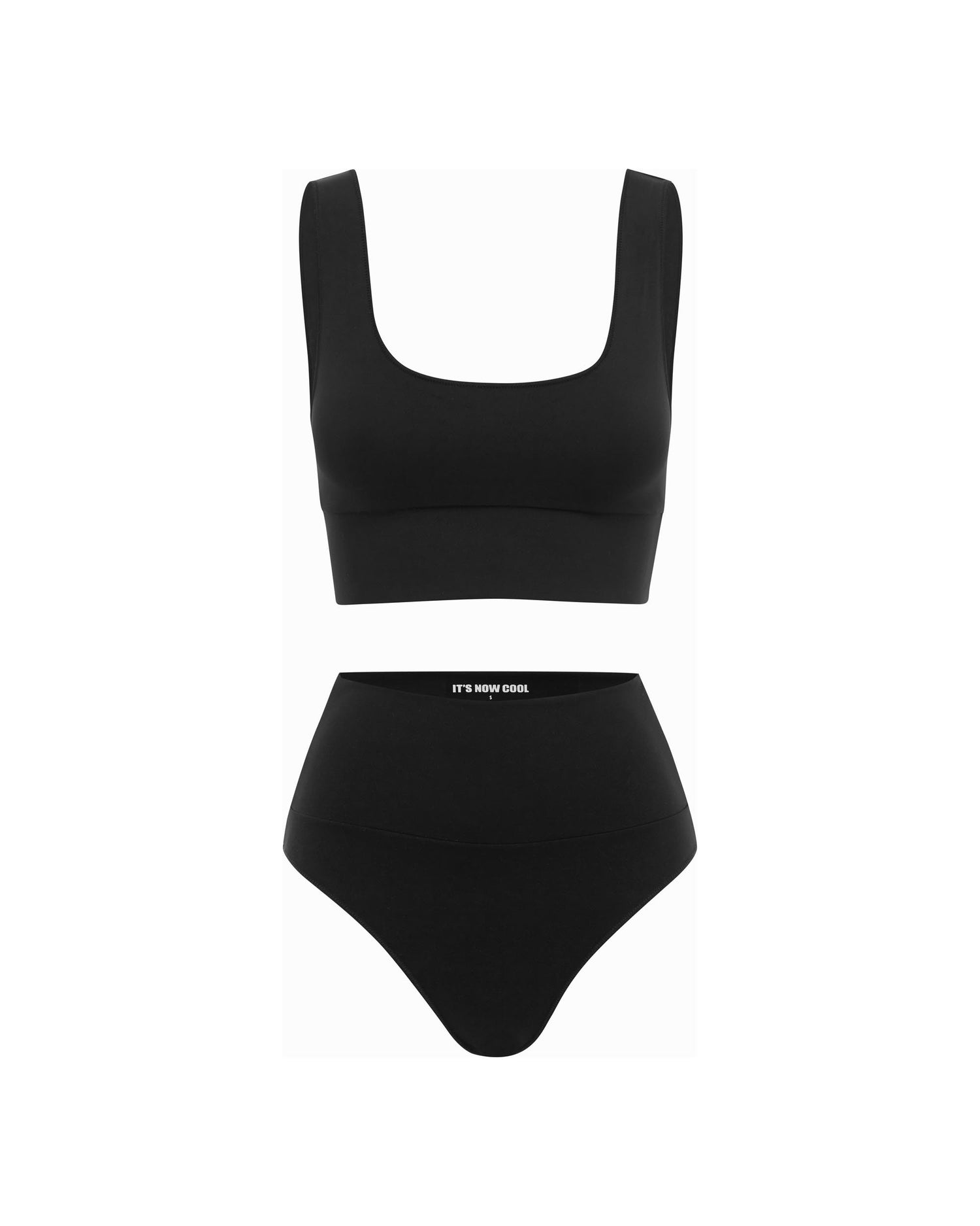 Studio image of the front of the Contour Crop Top - Black. 