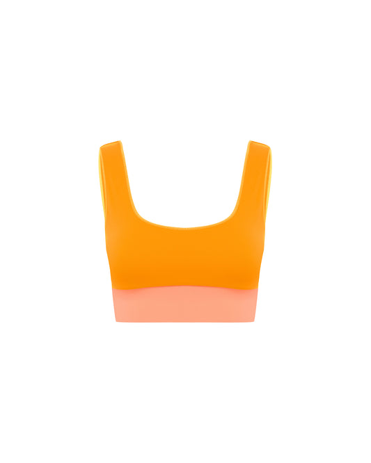 Studio image of the Contour Crop Top in Peaches. 