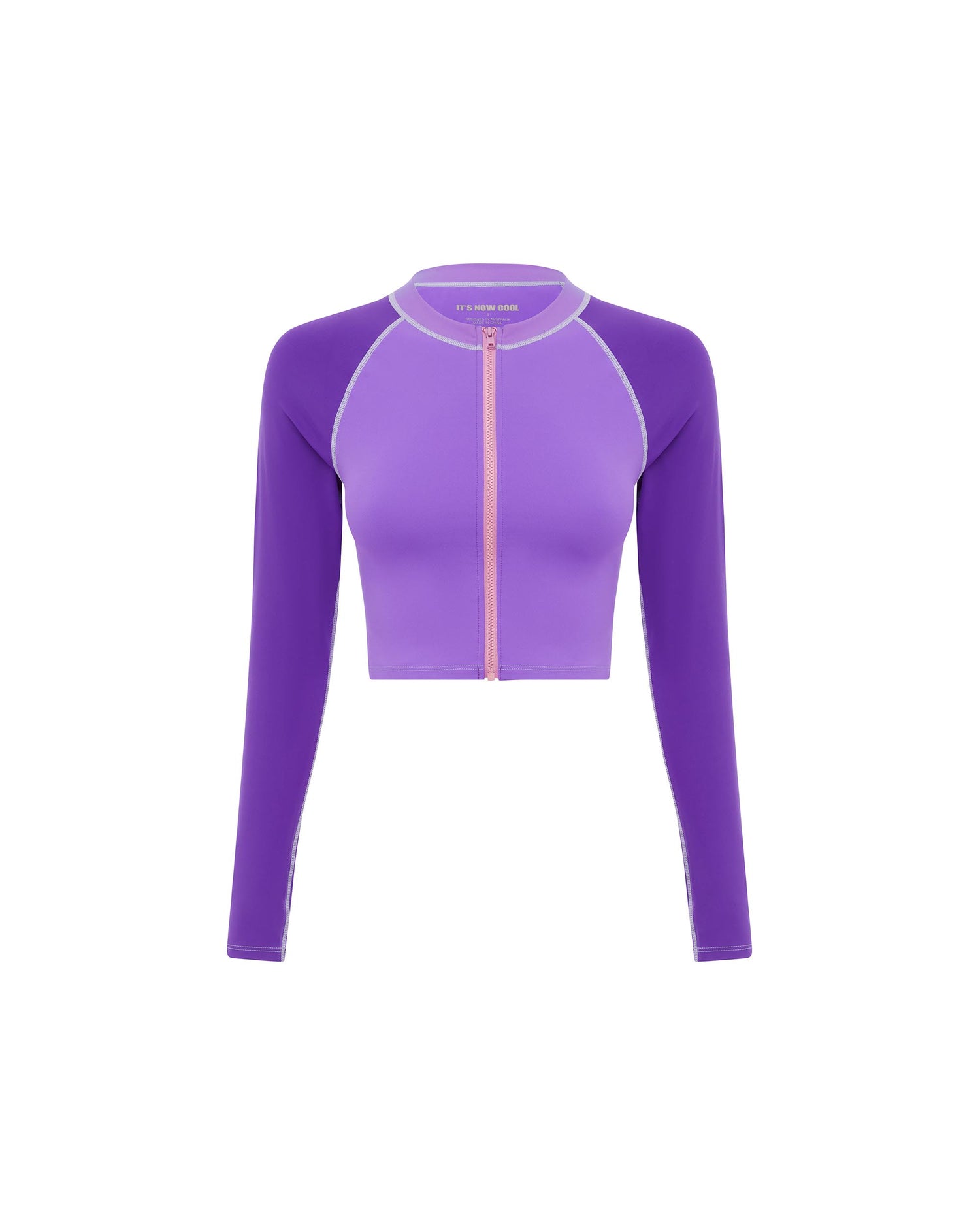 Studio image of the Contour Rashguard in Periwinkle. 