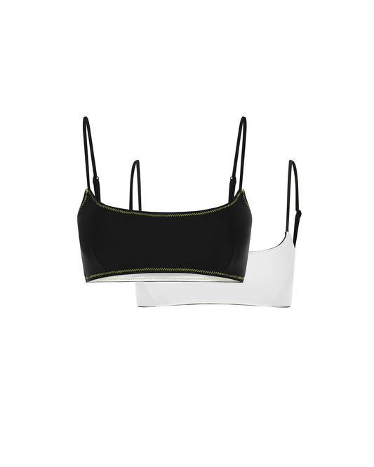 Studio image of the front of the Revo Crop Top - Black Twist. 