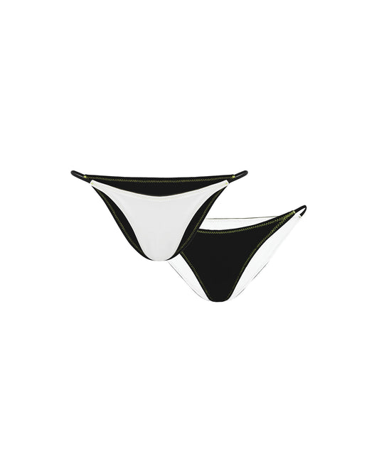 Studio image of the front of the Revo String Pant - Black Twist. 