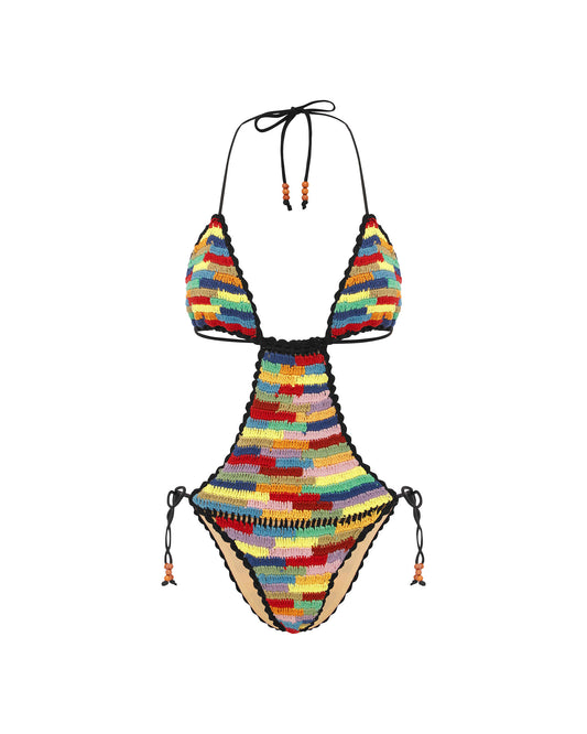 Studio image of the front of the Crochet Tri One Piece - Suffolk. 