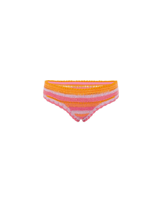 Studio image of the crochet pant in candyland, featuring its hand-crocheted design. 