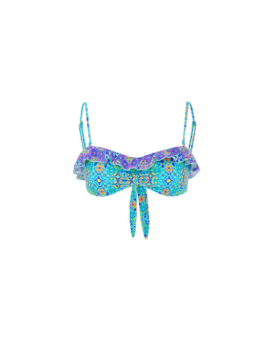 Studio image of the front of the Ruffle Top in Navajo. 