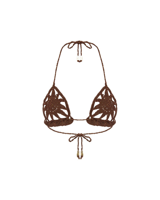 Studio image of the front of the Crochet Sun Top - Priestess. 