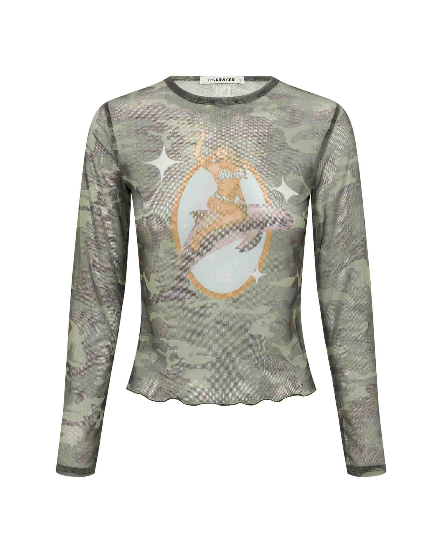 Front view of the Mesh Crop - Dolphin Cowgirl. 