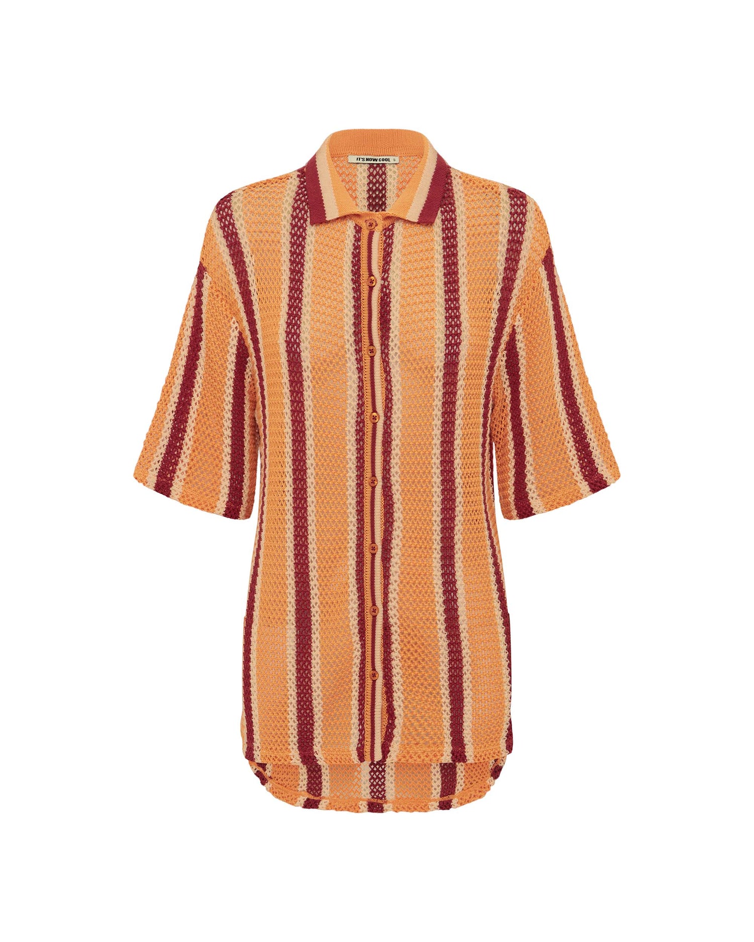Front view of the Crochet Shirt - Rodeo Stripe. 