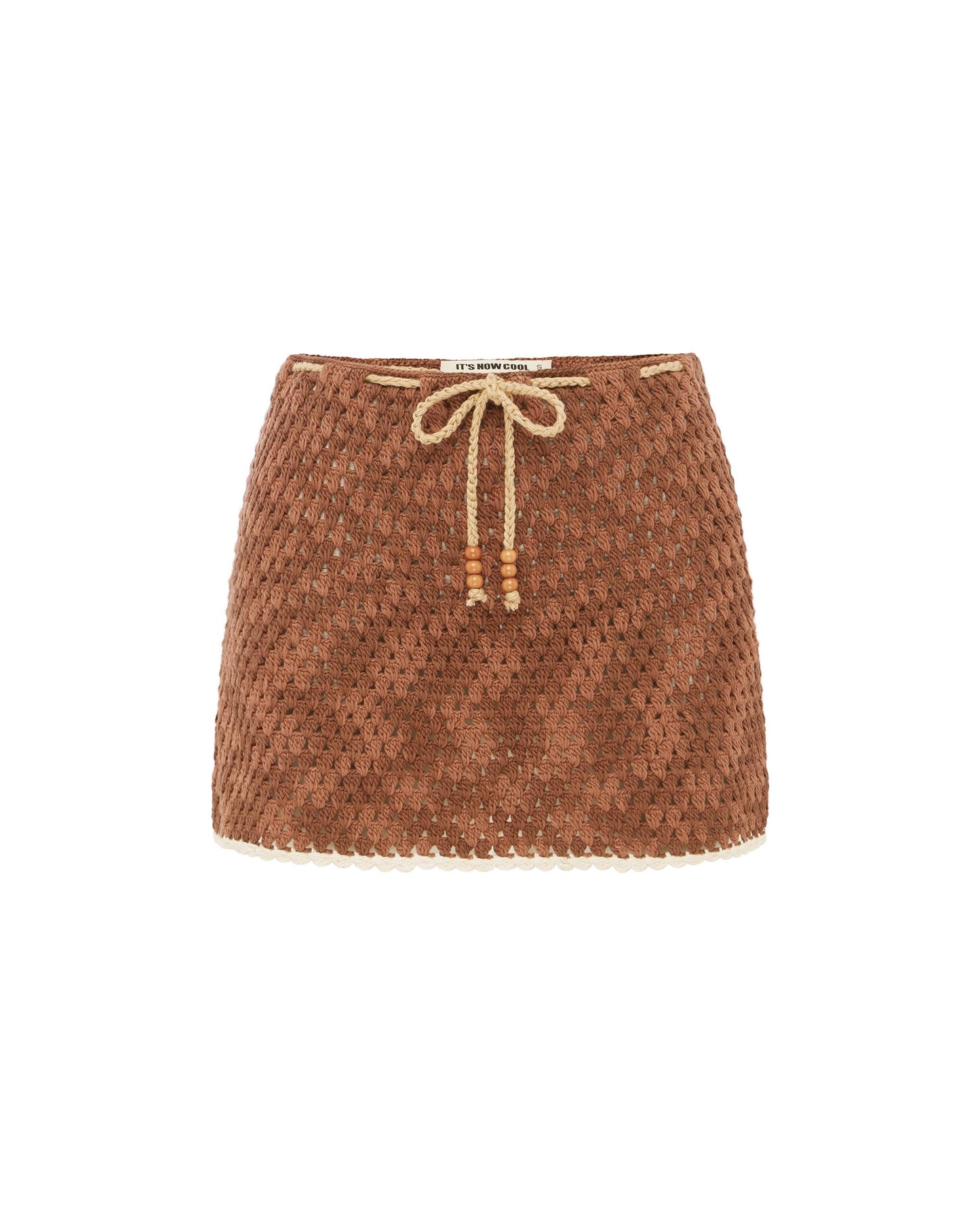 Studio image of the Mini Crochet Skirt in Azul. 