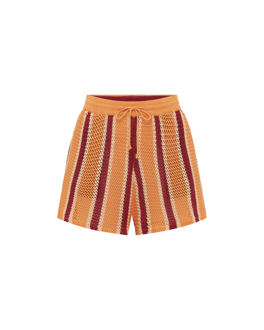 Front view of the Crochet Short - Rodeo Stripe. 