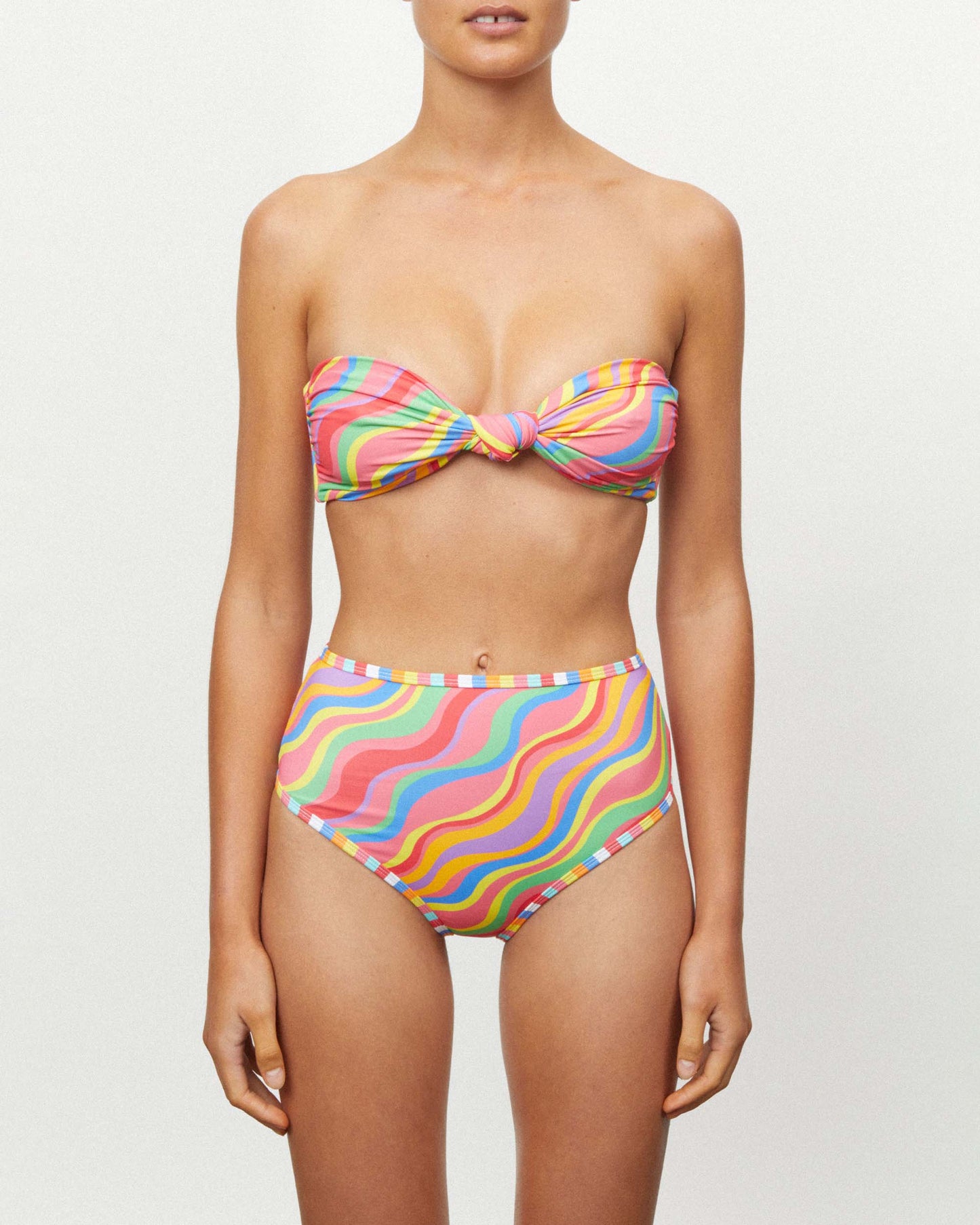 On body front of THE KNOT ECO BANDEAU - RAINBOW