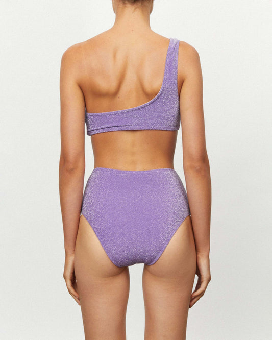 On body back of THE WAISTED PANT - VIOLET LUREX